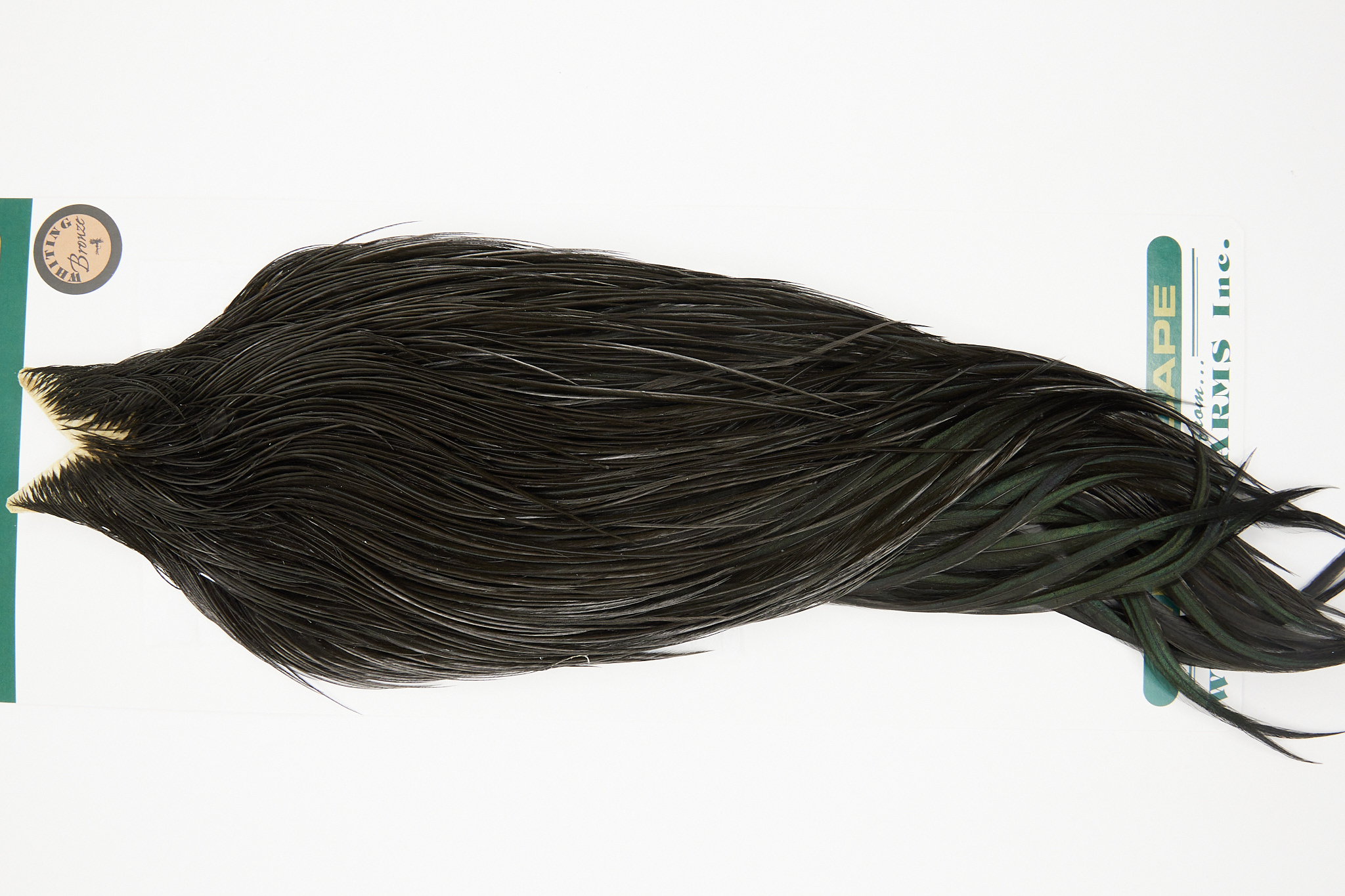 10934 Hebert Dry Fly Hackle Bronze Grade Rooster Cape Black Ties Size 10-24