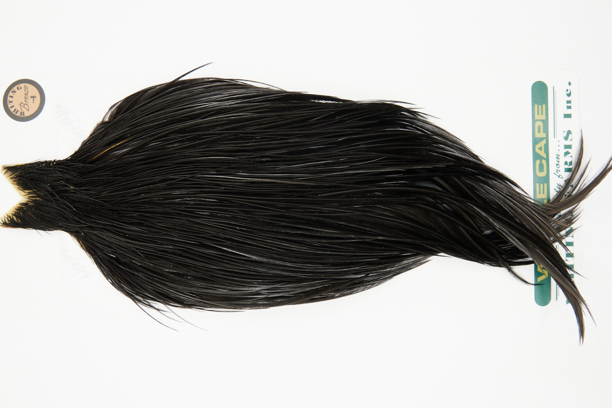10936 Hebert Dry Fly Hackle Bronze Grade Rooster Cape Black Ties Size 10-22