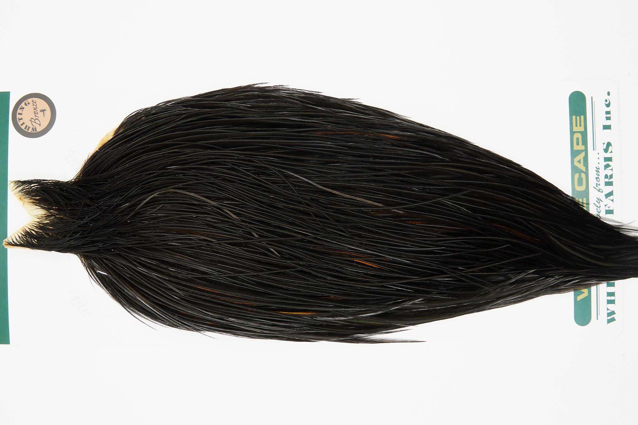 10937 Hebert Dry Fly Hackle Bronze Grade Rooster Cape Black Ties Size 8-22