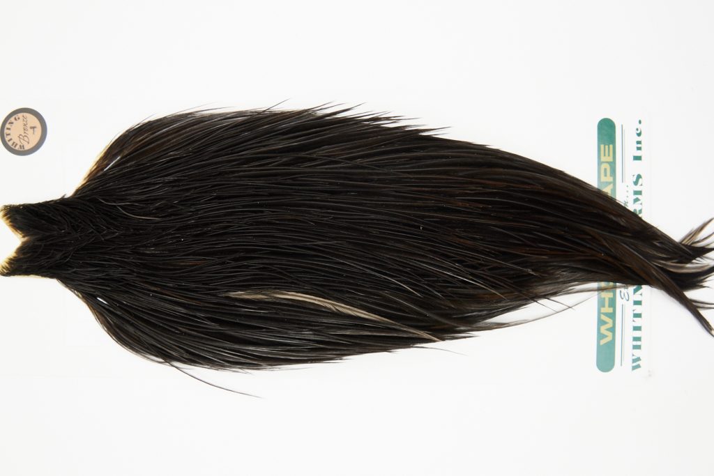 10938 Hebert Dry Fly Hackle Bronze Grade Rooster Cape Black Ties Size 10-20