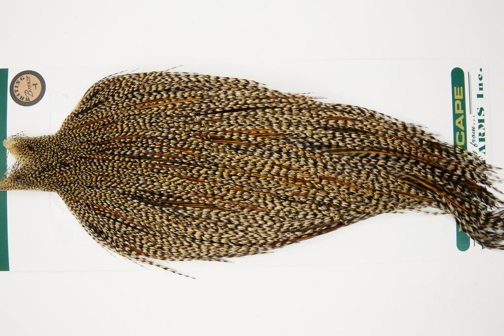 10945 Hebert Dry Fly Hackle Bronze Grade Rooster Cape Grizzly Variant Ties Size 10-22