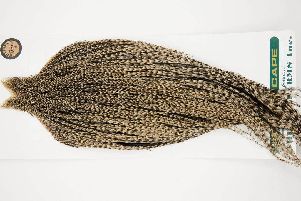 10947 Hebert Dry Fly Hackle Bronze Grade Rooster Cape Grizzly Variant Ties Size 8-20