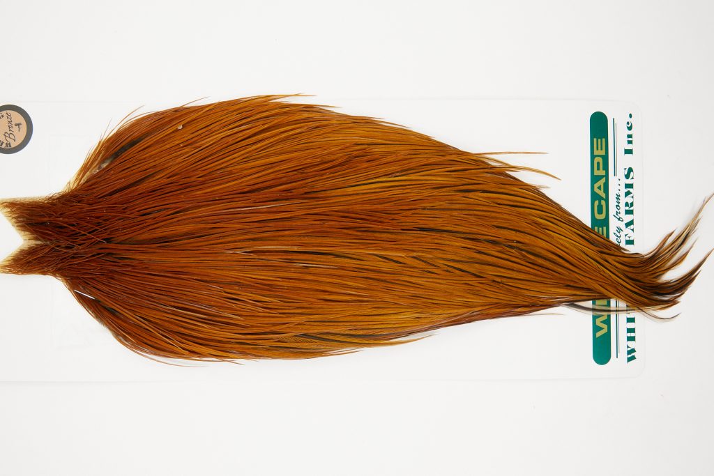 10952 Hebert Dry Fly Hackle Bronze Grade Rooster Cape Light Brown Ties Size 8-22