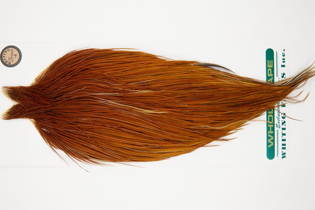 10955 Hebert Dry Fly Hackle Bronze Grade Rooster Cape Light Brown Ties Size 8-22