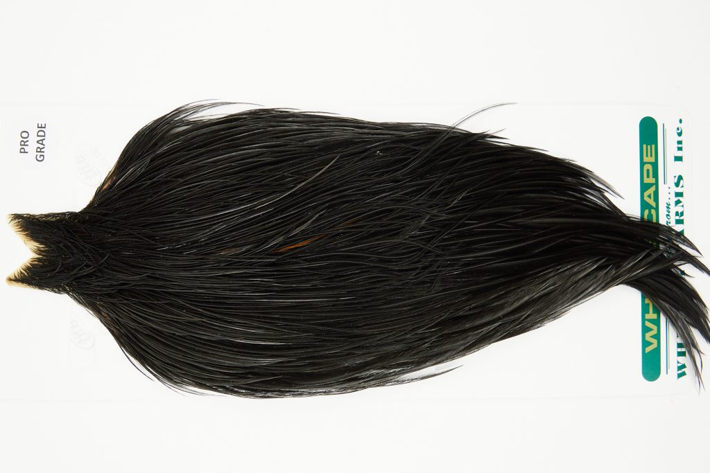 10959 Hebert Dry Fly Hackle Pro Grade Rooster Cape Black Ties Size 10-22