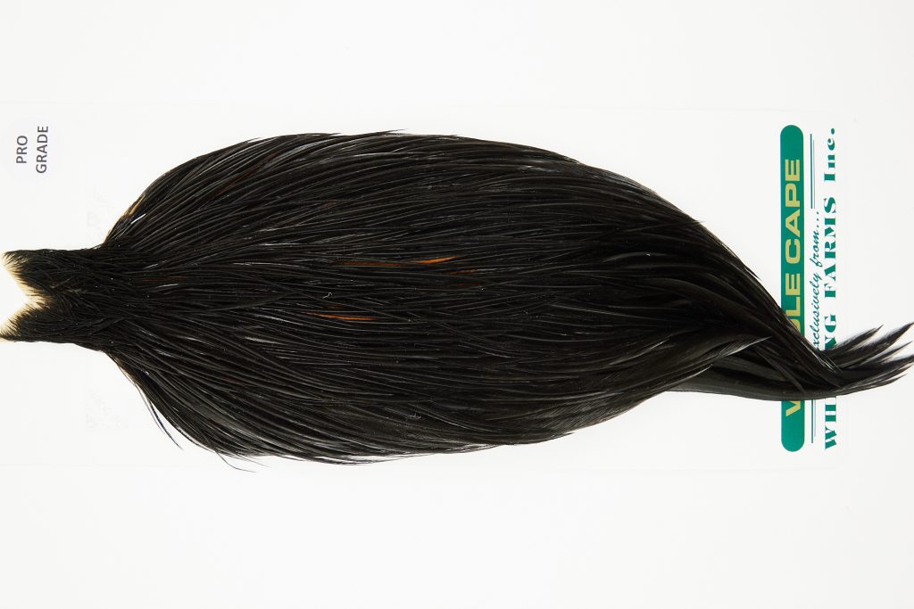 10963 Hebert Dry Fly Hackle Pro Grade Rooster Cape Black Ties Size 10-18