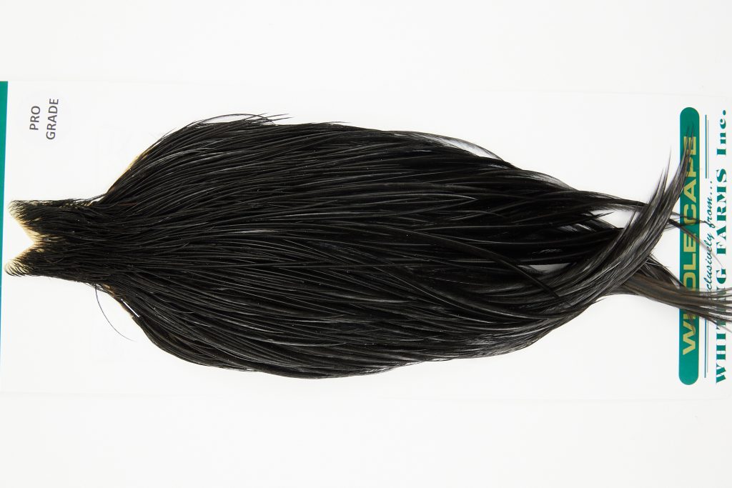 10967 Hebert Dry Fly Hackle Pro Grade Rooster Cape Black Ties Size 10-22