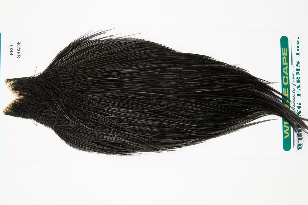 10971 Hebert Dry Fly Hackle Pro Grade Rooster Cape Black Ties Size 10-20
