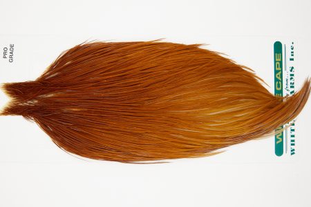 10989 Hebert Dry Fly Hackle Pro Grade Rooster Cape Light Brown Ties Size 10-22