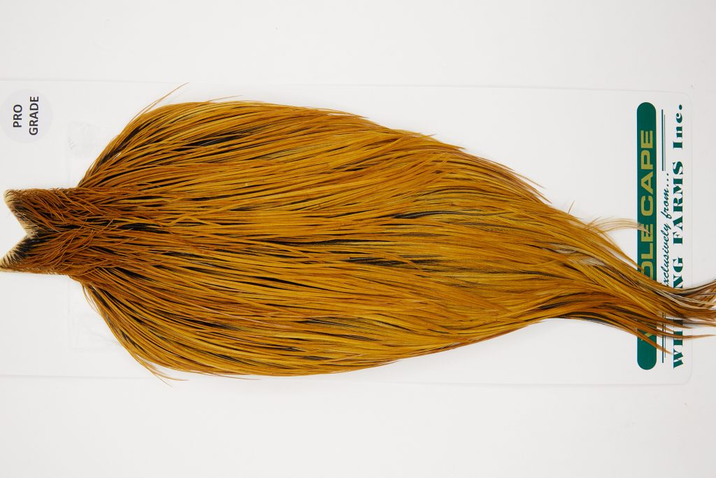 10993 Hebert Dry Fly Hackle Pro Grade Rooster Saddle Light Brown Ties Size 8-22