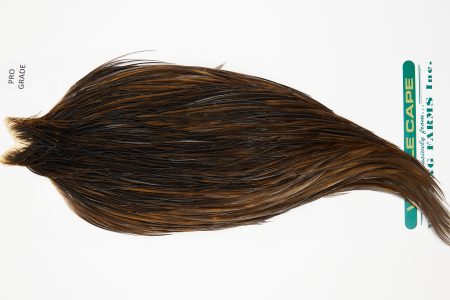 11023 Hebert Dry Fly Hackle Pro Grade Rooster Saddle Dark Brown Dun Ties Size 8-22