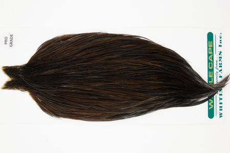 11024 Hebert Dry Fly Hackle Pro Grade Rooster Saddle Dark Brown Dun Ties Size 10-22