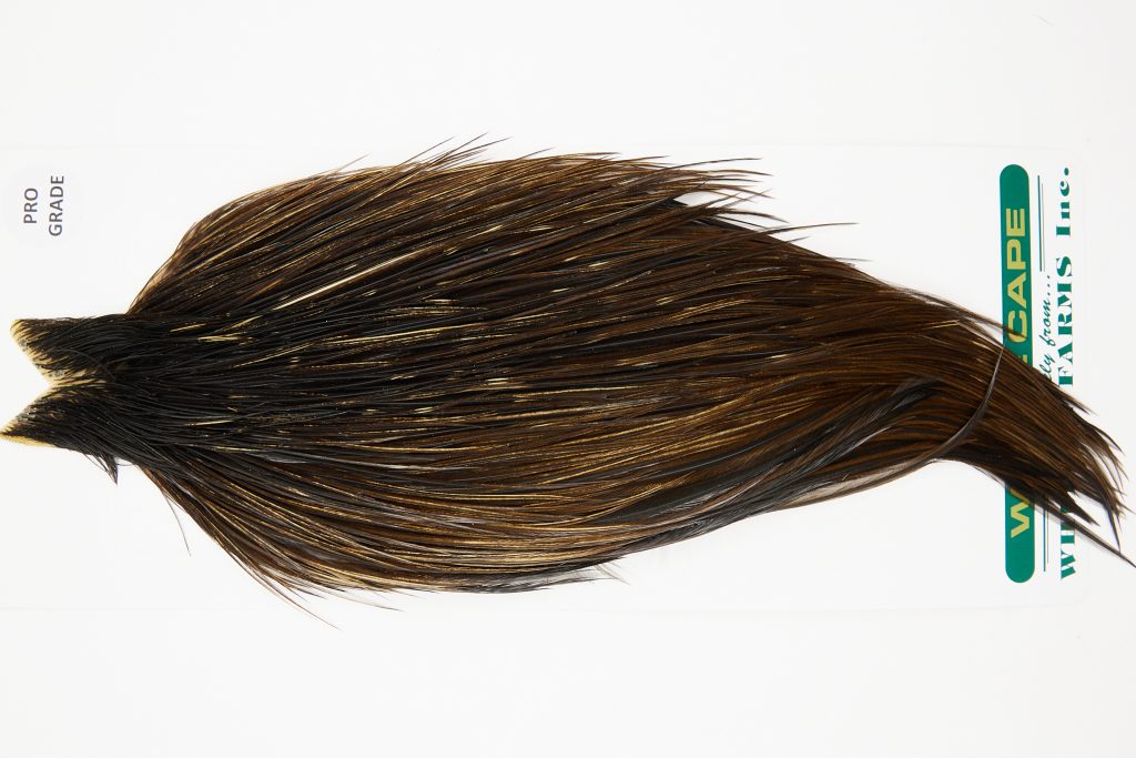 11028 Hebert Dry Fly Hackle Pro Grade Rooster Saddle Dark Brown Dun Ties Size 10-20