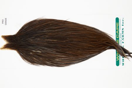 11029 Hebert Dry Fly Hackle Pro Grade Rooster Saddle Dark Brown Dun Ties Size 10-22