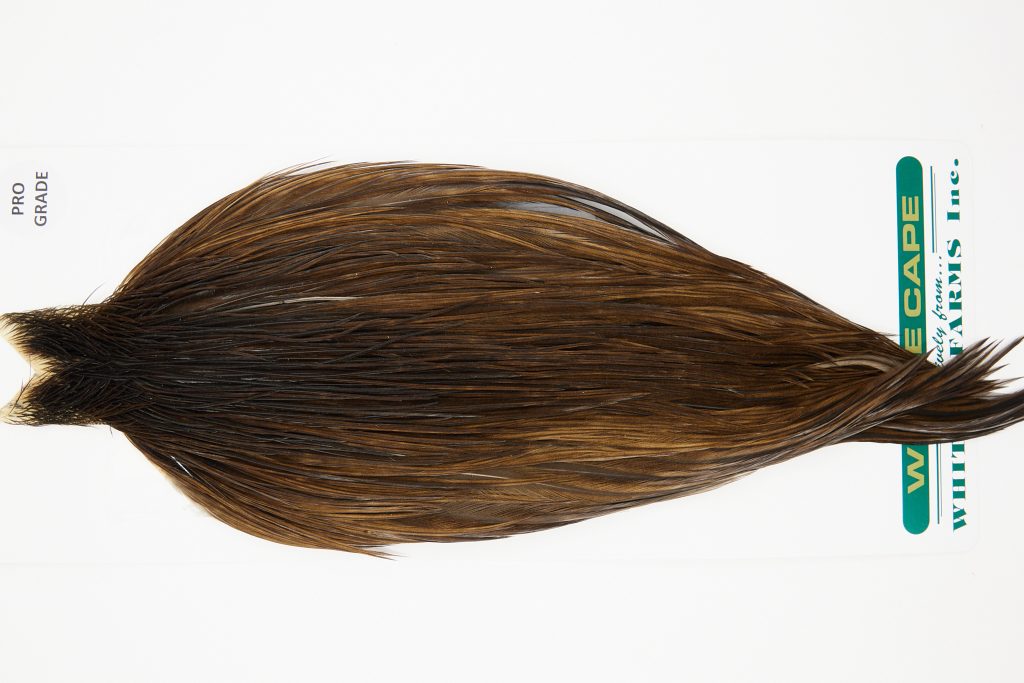 11031 Hebert Dry Fly Hackle Pro Grade Rooster Saddle Dark Brown Dun Ties Size 10-20