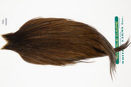 11032 Hebert Dry Fly Hackle Pro Grade Rooster Saddle Dark Brown Dun Ties Size 10-22