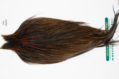 11033 Hebert Dry Fly Hackle Pro Grade Rooster Saddle Dark Brown Dun Ties Size 10-22