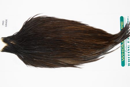 11035 Hebert Dry Fly Hackle Pro Grade Rooster Saddle Dark Brown Dun Ties Size 10-22