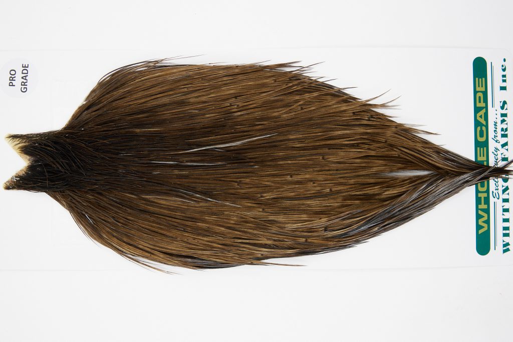 11036 Hebert Dry Fly Hackle Pro Grade Rooster Saddle Dark Brown Dun Ties Size 10-22