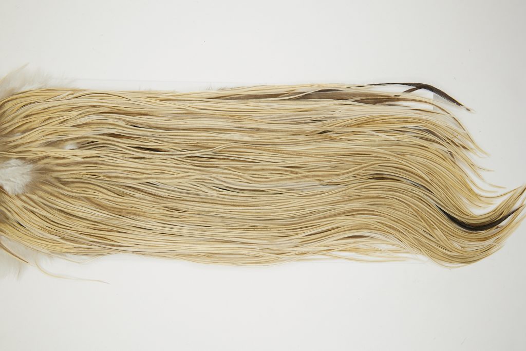 11065 Hebert Dry Fly Hackle Bronze Grade Rooster Saddle Light Ginger Ties Size 10-14