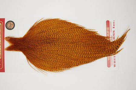 11071 Whiting Dry Fly Hackle Bronze Grade Rooster Cape Grizzly Burnt Orange Ties Size 10-22