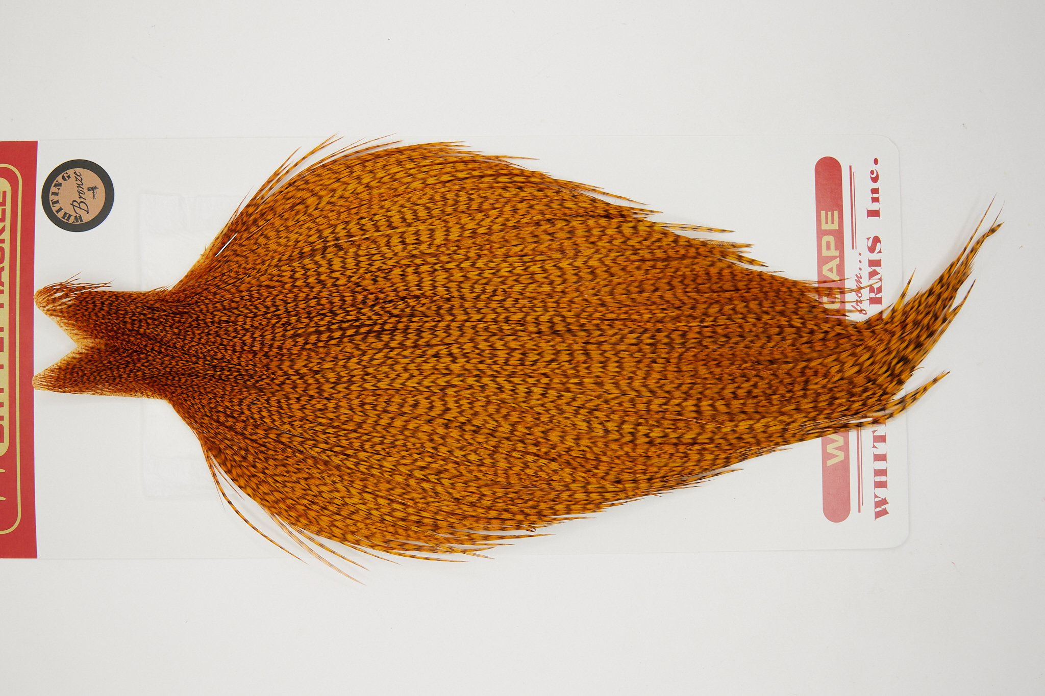 11071 Whiting Dry Fly Hackle Bronze Grade Rooster Cape Grizzly Burnt Orange Ties Size 10-22