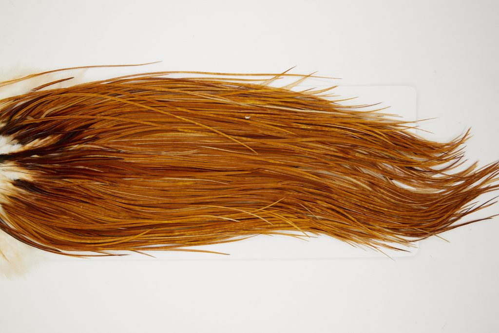 11079 Whiting Dry Fly Hackle Bronze Grade Rooster Saddle Medium Ginger Ties Size 14-16