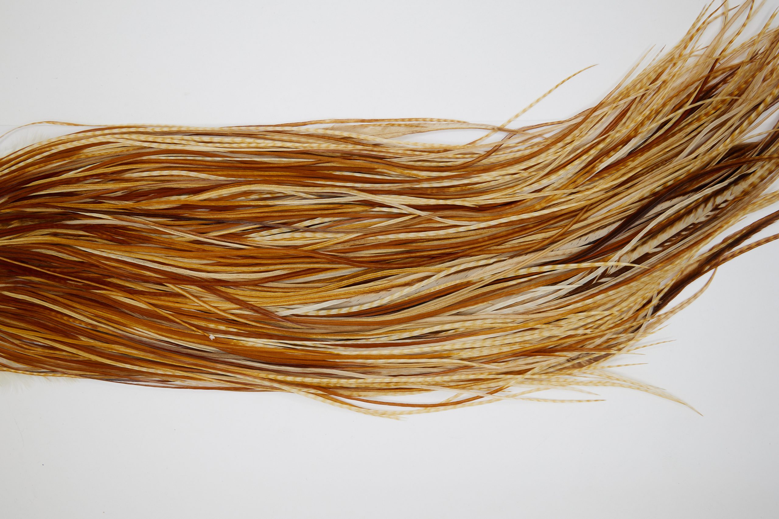 11177 Whiting Dry Fly Hackle Gold Grade Rooster Saddle Barred Medium Ginger Ties Size 14-16