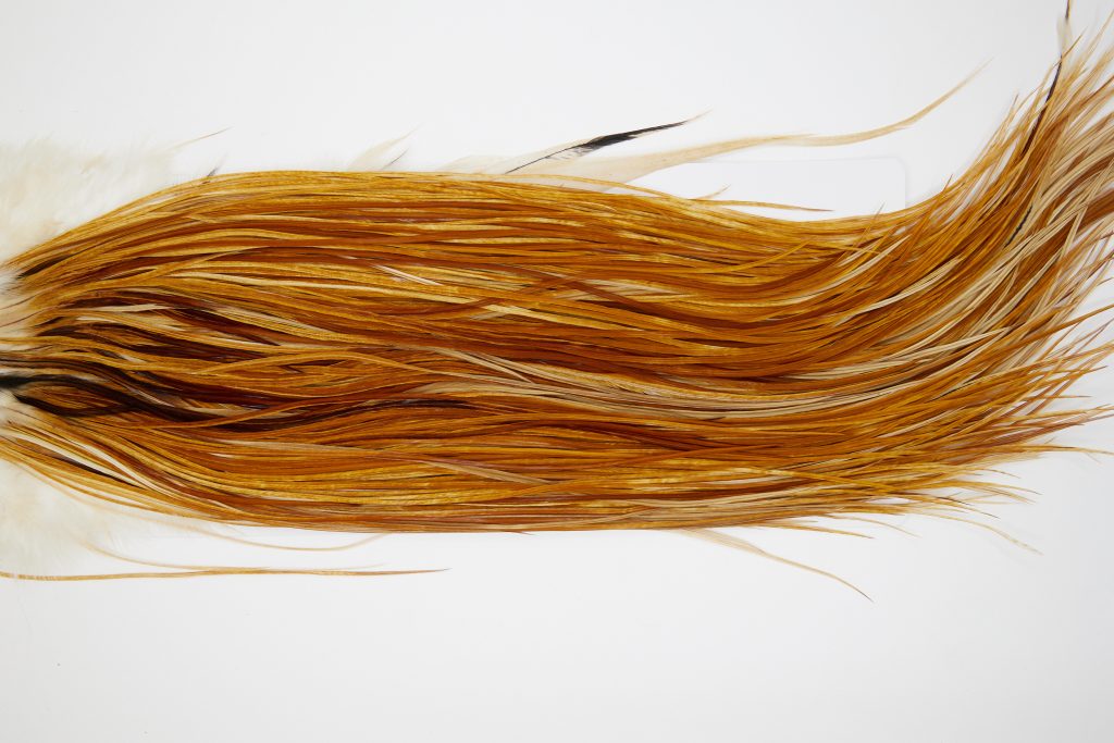 11179 Whiting Dry Fly Hackle Gold Grade Rooster Saddle Medium Ginger Ties Size 14-16