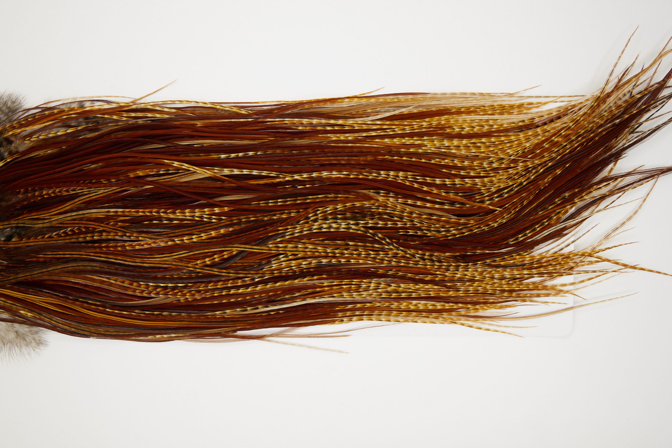 11185 Whiting Dry Fly Hackle Silver Grade Rooster Saddle Dark Barred Ginger Ties Size 12-16