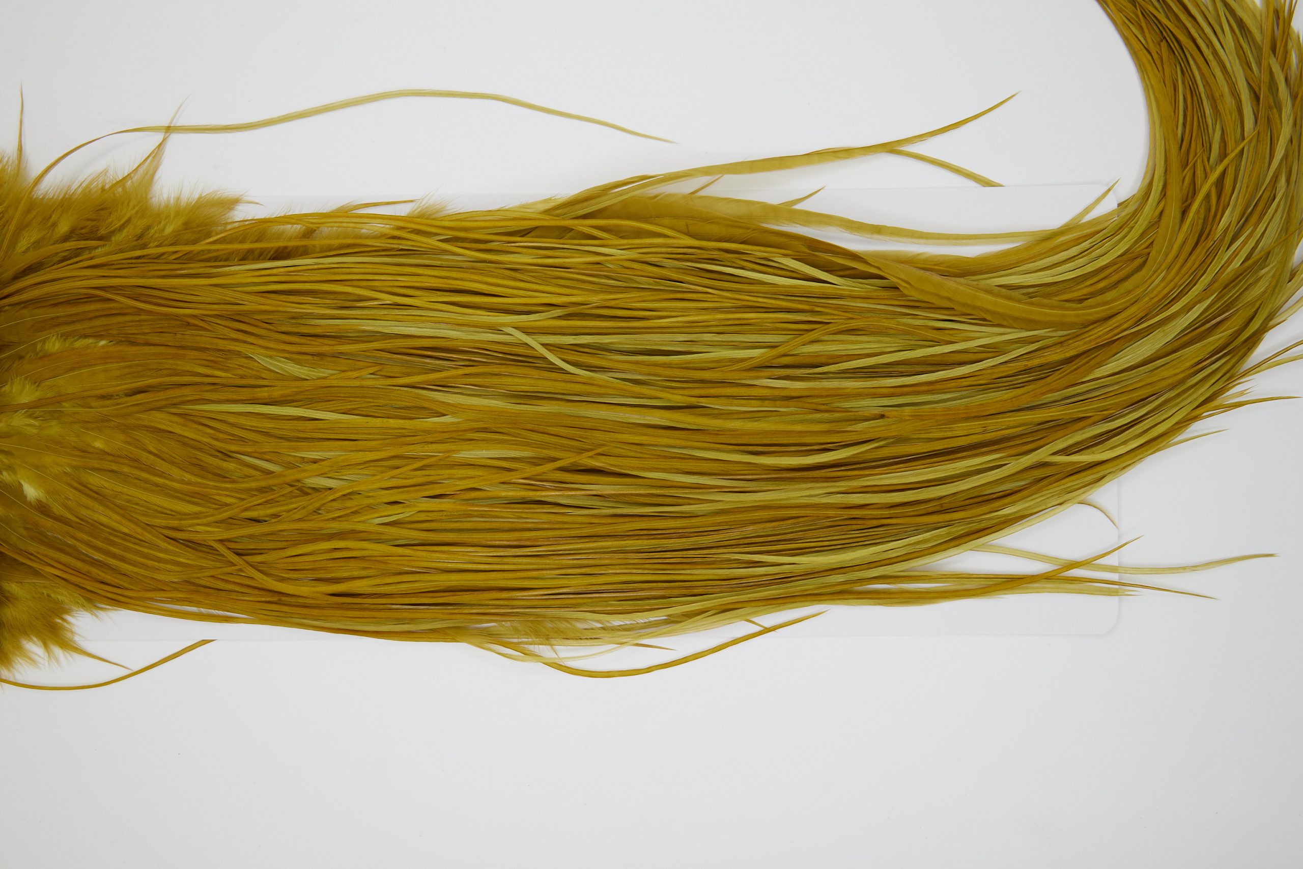 11193 Whiting Dry Fly Hackle Silver Grade Rooster Saddle Golden Olive Ties Size 12-14