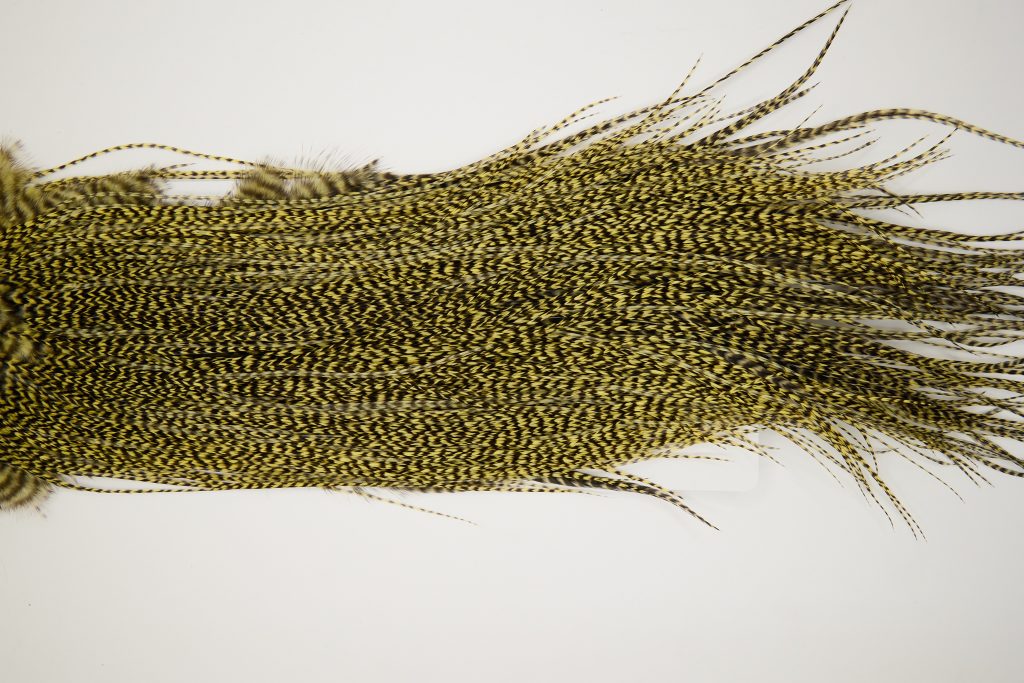 11196 Whiting Dry Fly Hackle Silver Grade Rooster Saddle Grizzly Pale Yellow Ties Size 14-16