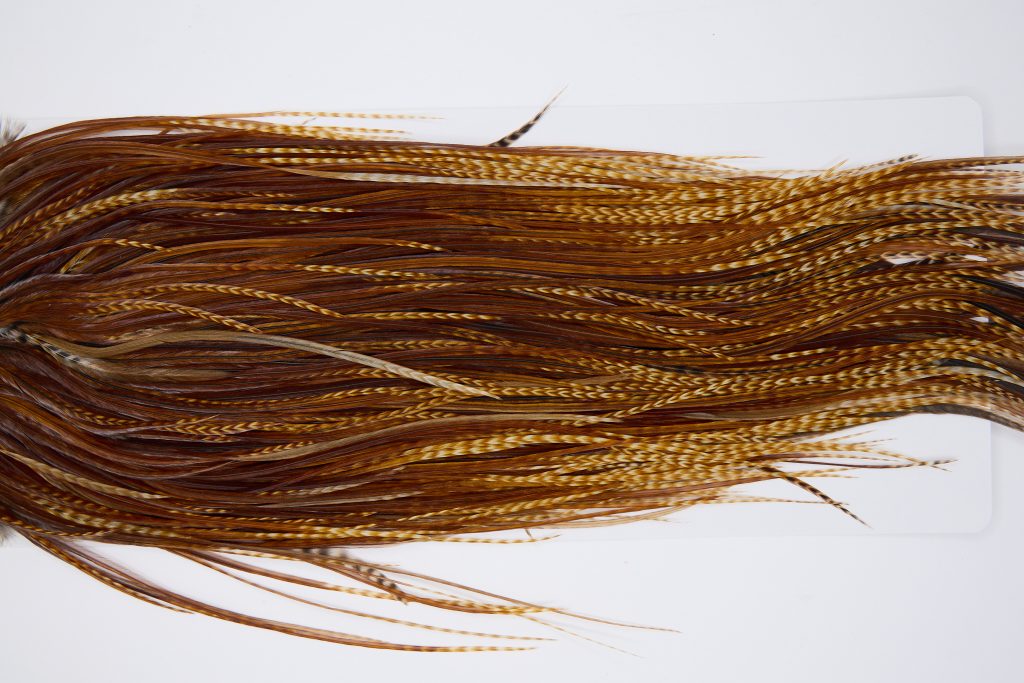 11223 Whiting Dry Fly Hackle Pro Grade Rooster Saddle Dark Barred Ginger Ties Size 16-18