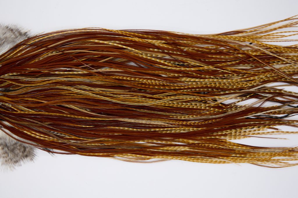 11224 Whiting Dry Fly Hackle Pro Grade Rooster Saddle Dark Barred Ginger Ties Size 16-18