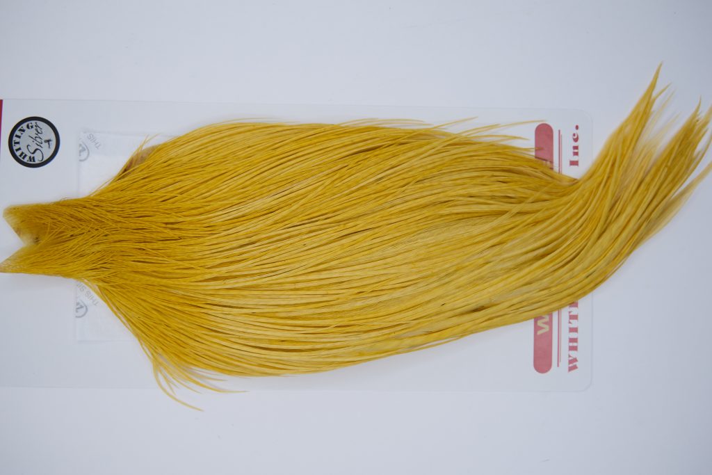 11290 Whiting Dry Fly Hackle Silver Grade Rooster Cape Golden Straw Ties Size 8-26