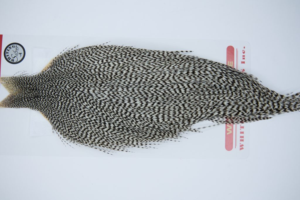 11291 Whiting Dry Fly Hackle Silver Grade Rooster Cape Grizzly Ties Size 8-26