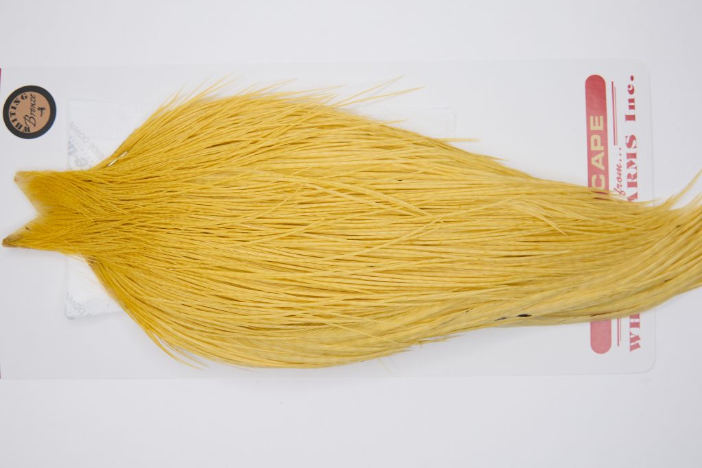 11300 Whiting Dry Fly Hackle Bronze Grade Rooster Cape Golden Straw Ties Size 10-26