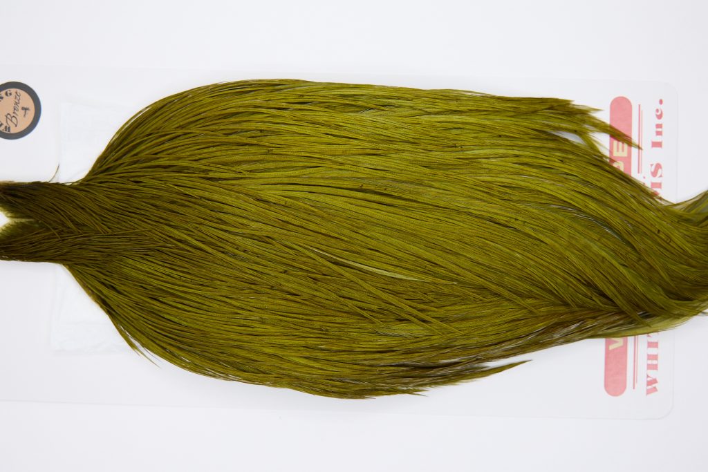 11316 Whiting Dry Fly Hackle Bronze Grade Rooster Cape Dark Olive Ties Size 6-26