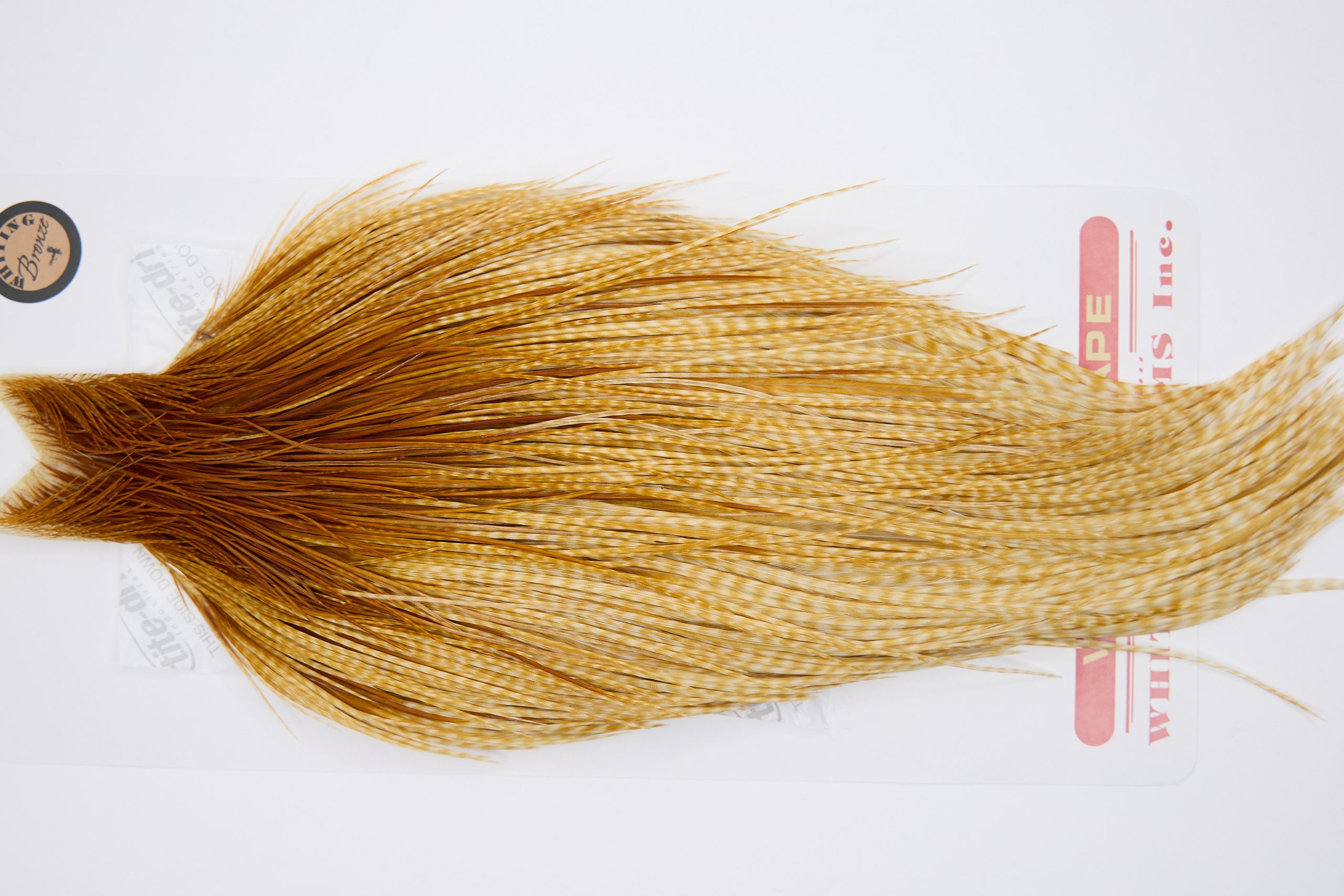 11324 Whiting Dry Fly Hackle Bronze Grade Rooster Cape Barred Medium Ginger Ties Size 8-26