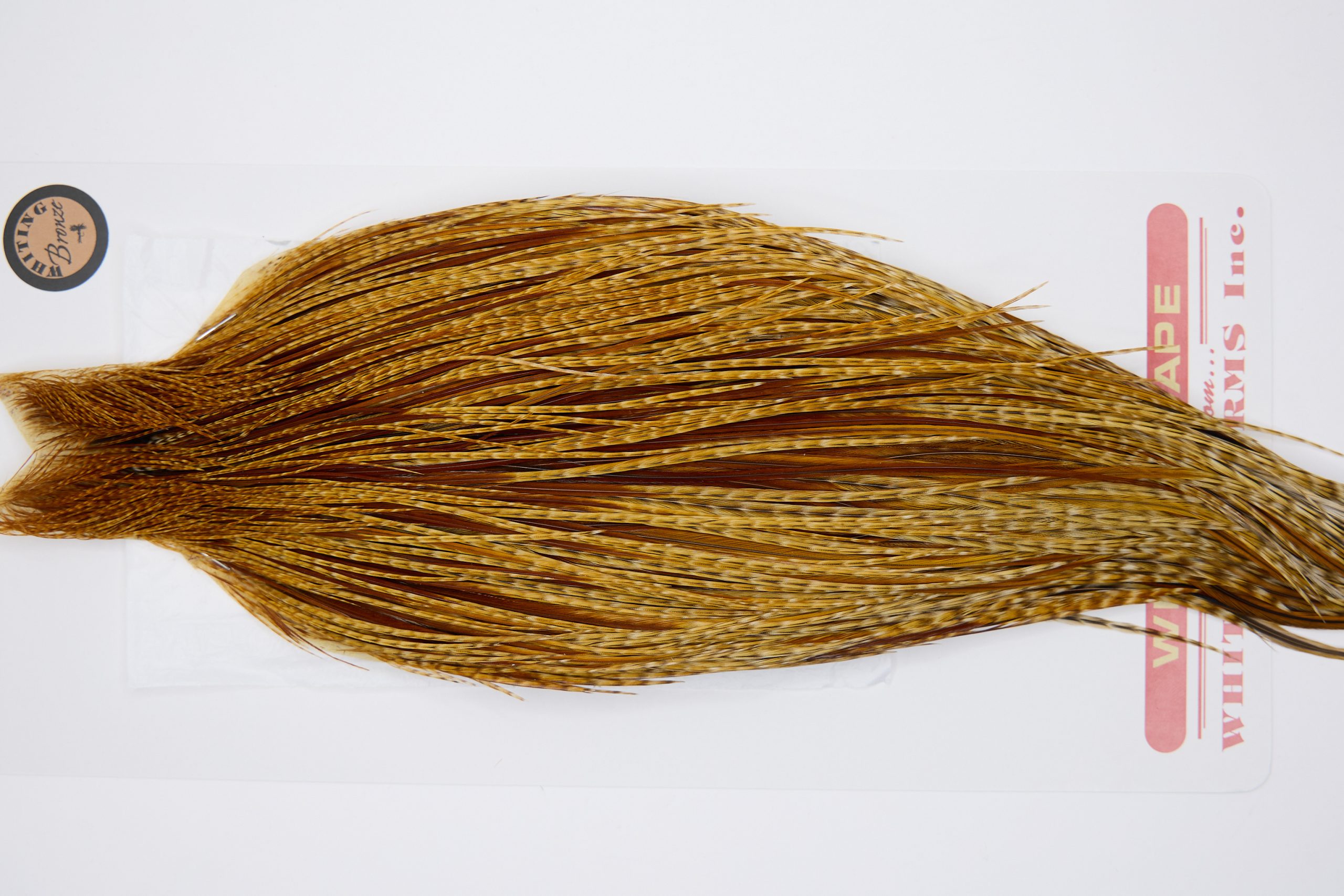 11329 Whiting Dry Fly Hackle Bronze Grade Rooster Cape Dark Barred Ginger Ties Size 10-26