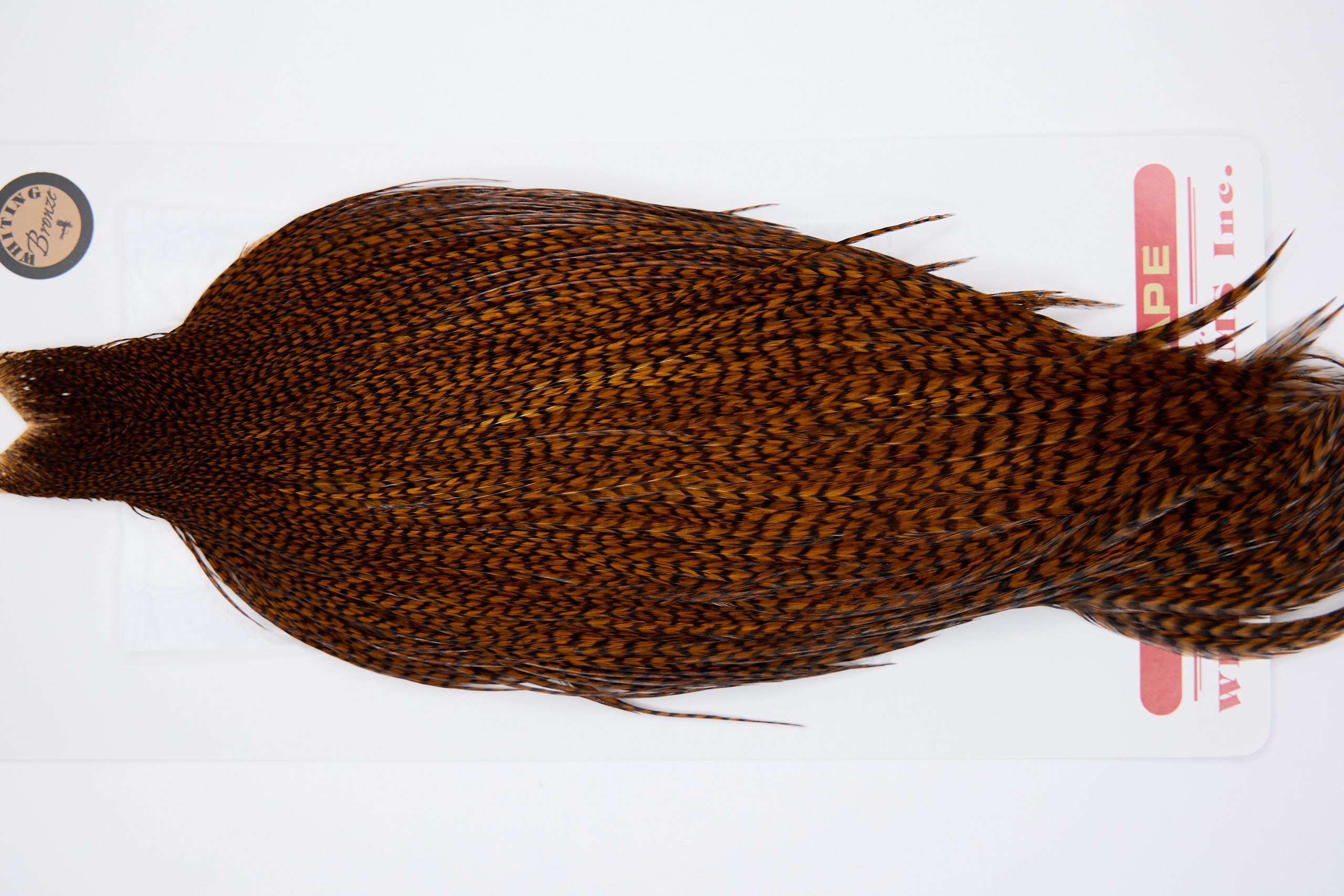 11337 Whiting Dry Fly Hackle Bronze Grade Rooster Cape Grizzly Brown Ties Size 8-26