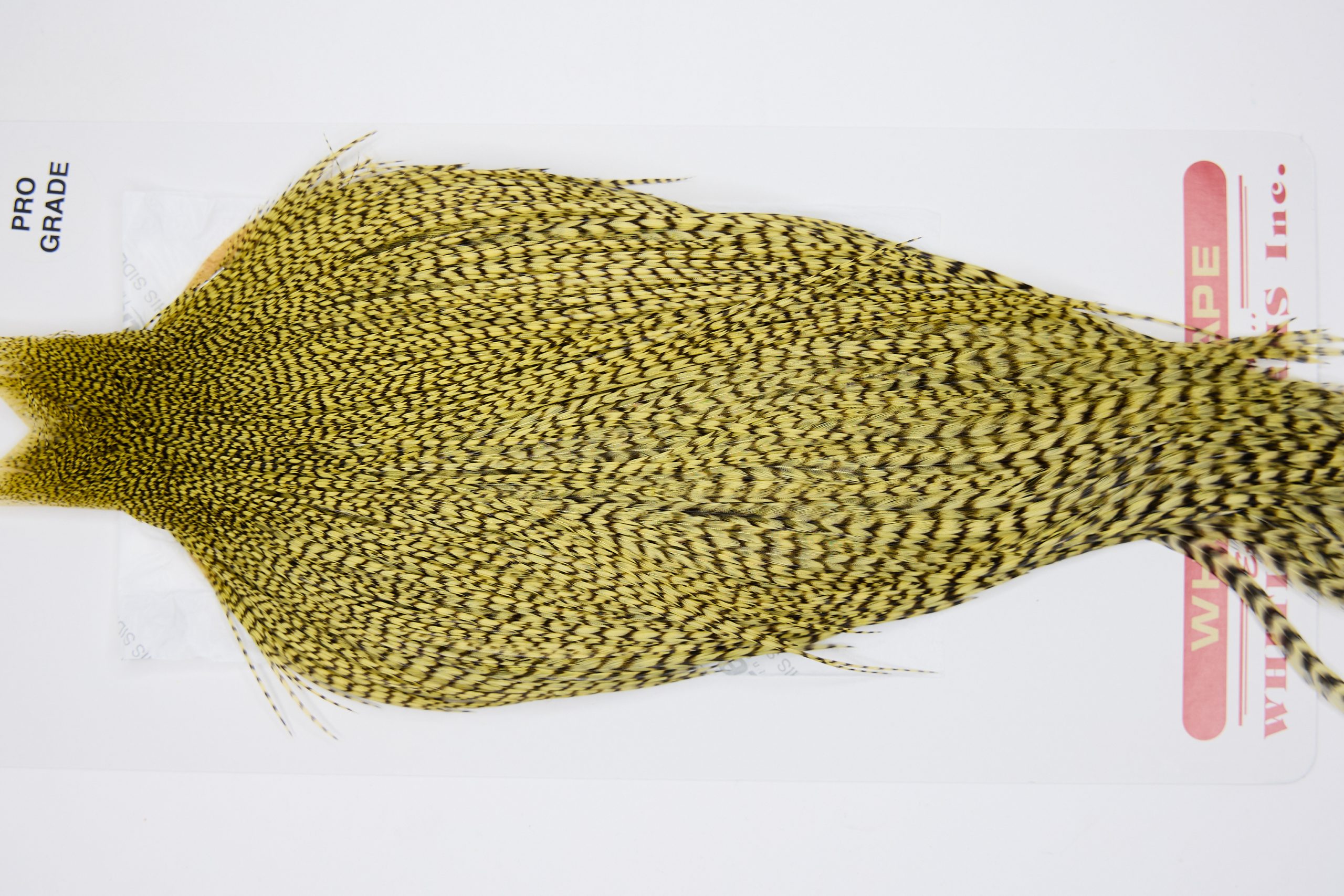 11364 Whiting Dry Fly Hackle Pro Grade Rooster Cape Grizzly Pale Yellow Ties Size 8-26