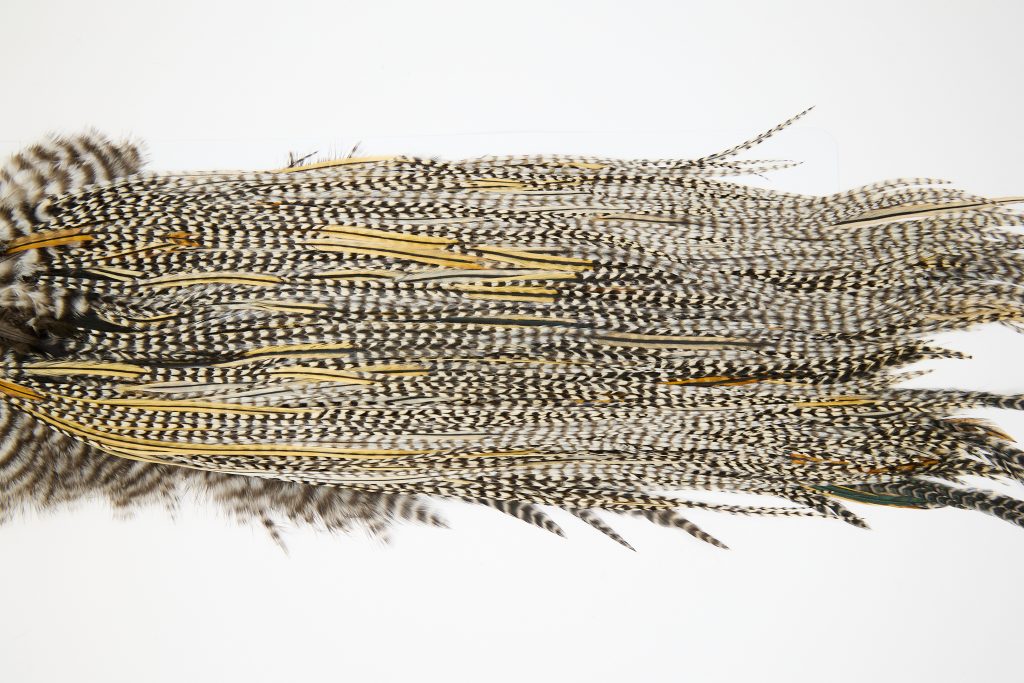 11394 JimsFlyCo Dry Fly Hackle Rhodium Rooster Saddle Grizzly Variant Ties Size 8-10