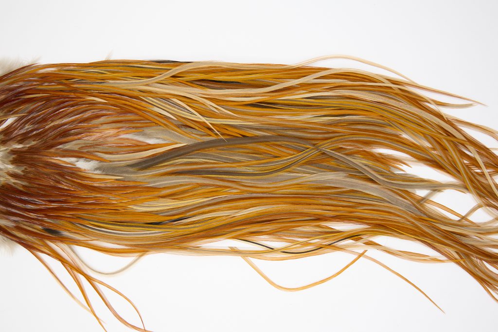 11419 JimsFlyCo Dry Fly Hackle Grade 2 Rooster Saddle Rusty Dun Ties Size 10-12