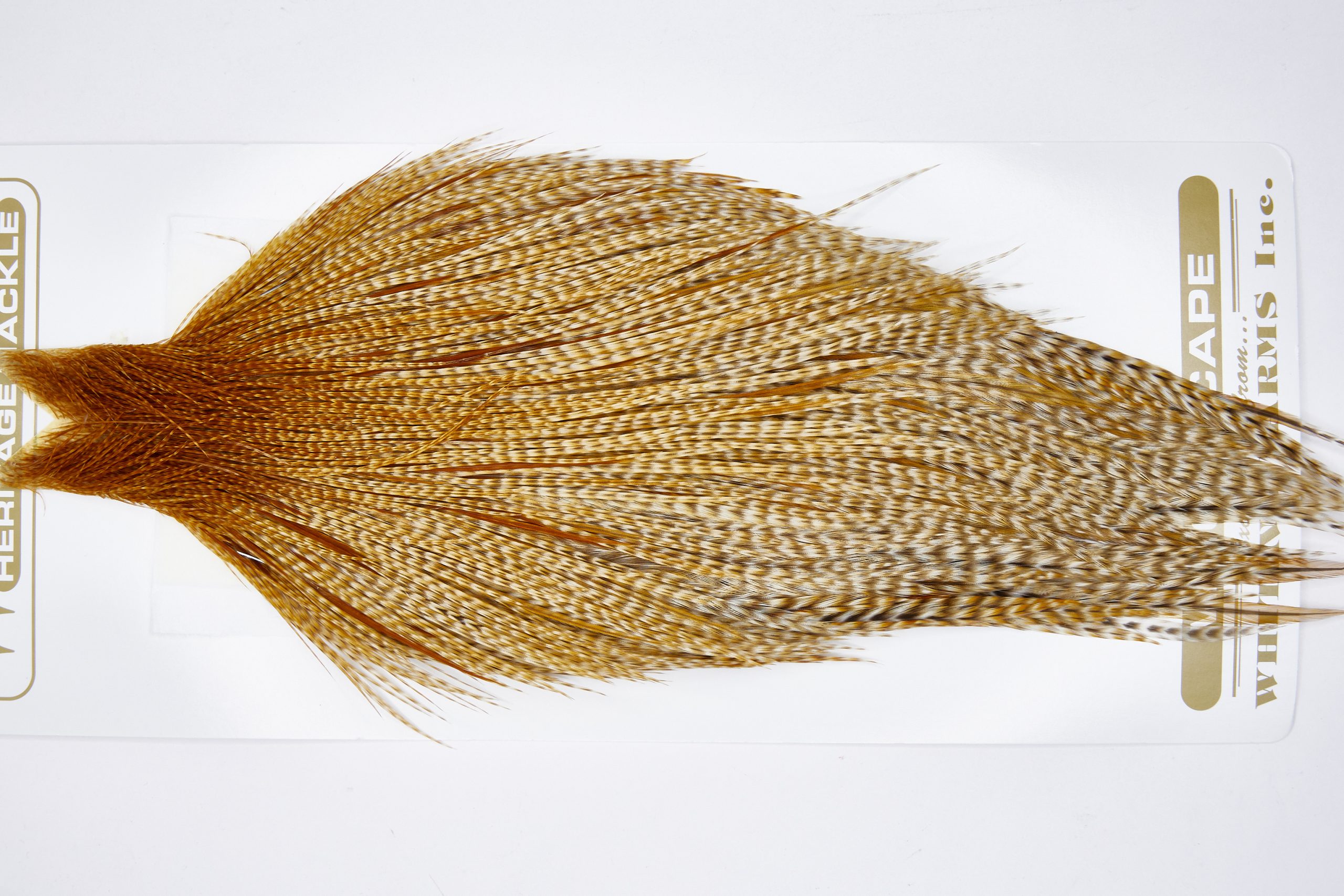 11688 Heritage Dry Fly Hackle Grade 2 Rooster Cape Barred Ginger Ties Size 10-22