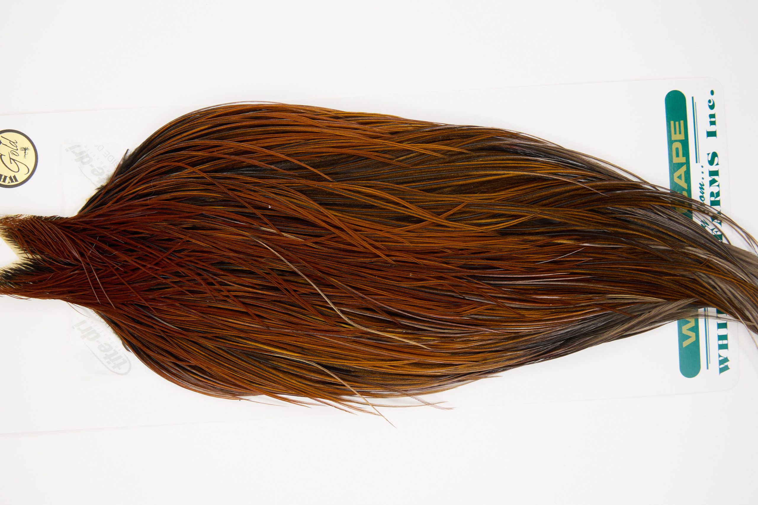 11734 Hebert Dry Fly Hackle Gold Grade Rooster Cape Medium Brown Ties Size 10-22