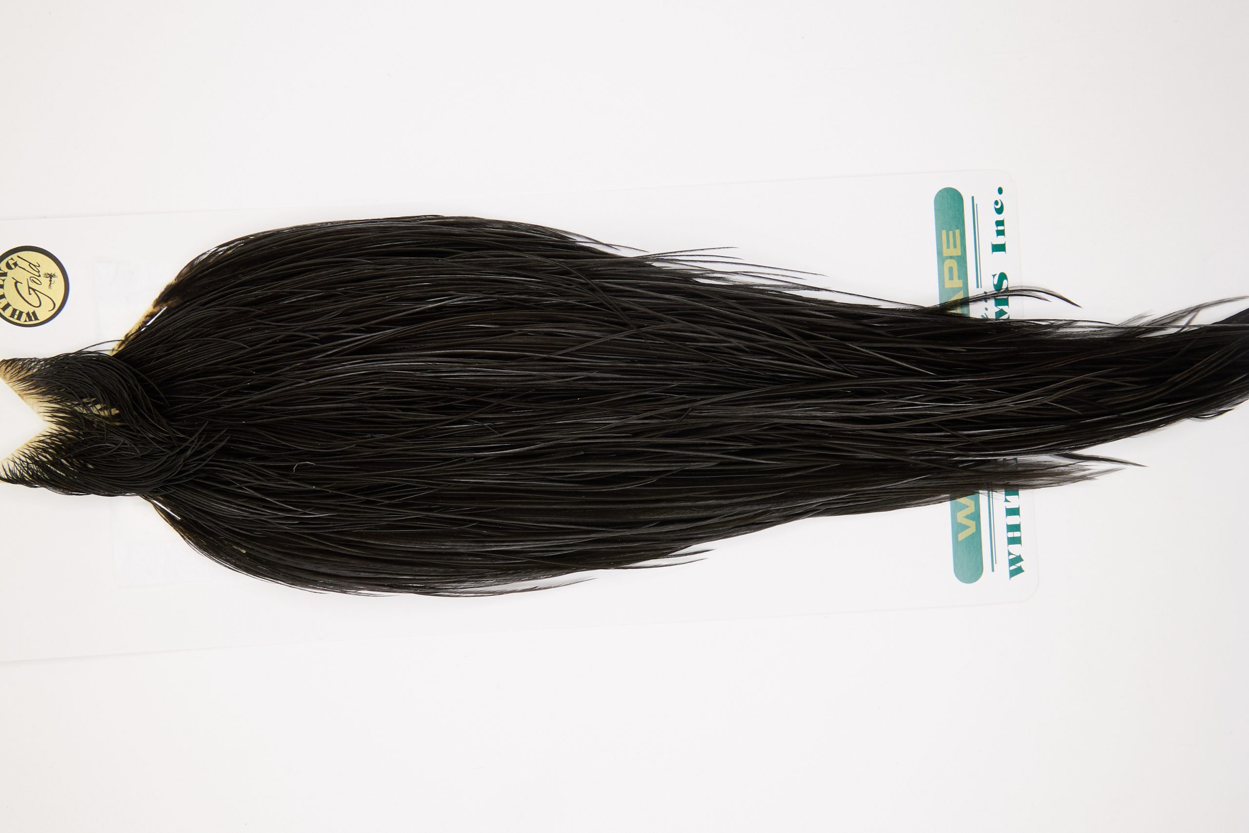 11738 Hebert Dry Fly Hackle Gold Grade Rooster Cape Black Ties Size 10-22