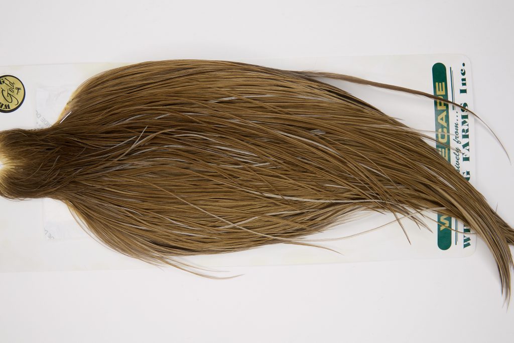 11741 Hebert Dry Fly Hackle Gold Grade Rooster Cape Brown Grey Dun Ties Size 10-22