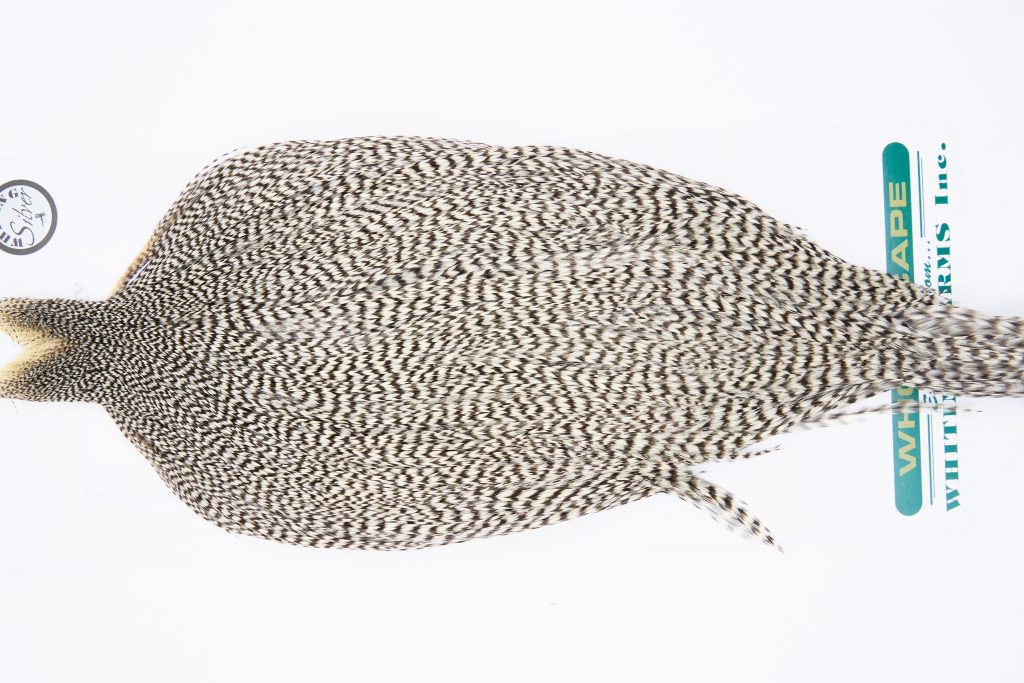 11744 Hebert Dry Fly Hackle Silver Grade Rooster Cape Grizzly Ties Size 8-22