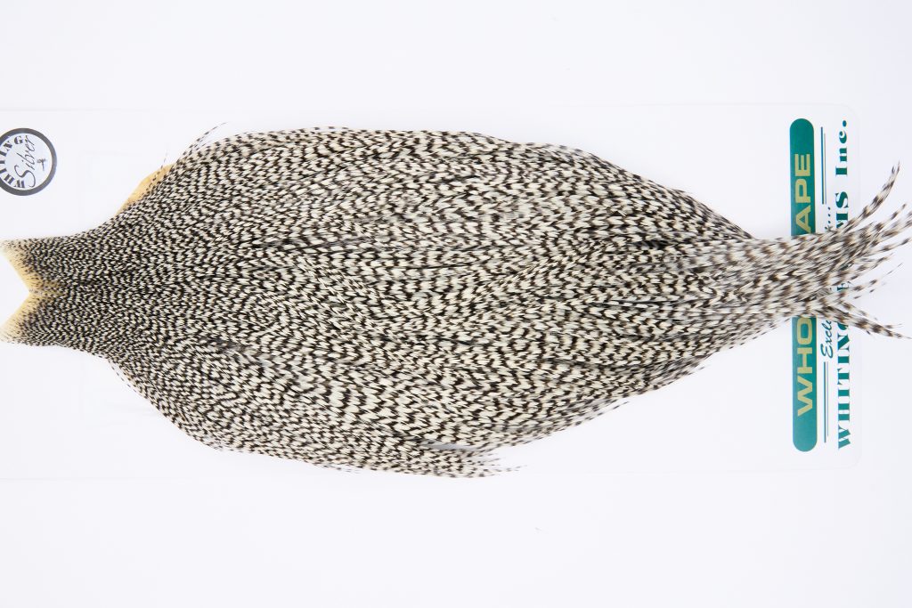 11745 Hebert Dry Fly Hackle Silver Grade Rooster Cape Grizzly Ties Size 8-22